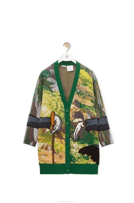 Green/Multicolor Turnip Head cardigan in wool Loewe 84PR1029 Men
