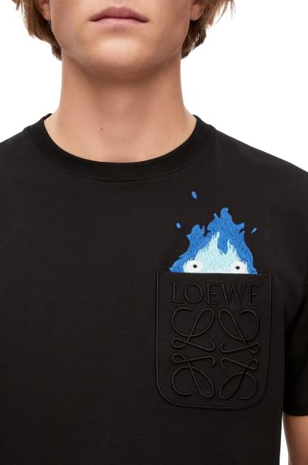 Black Calcifer pocket T-shirt in cotton Loewe 84PR829 Men