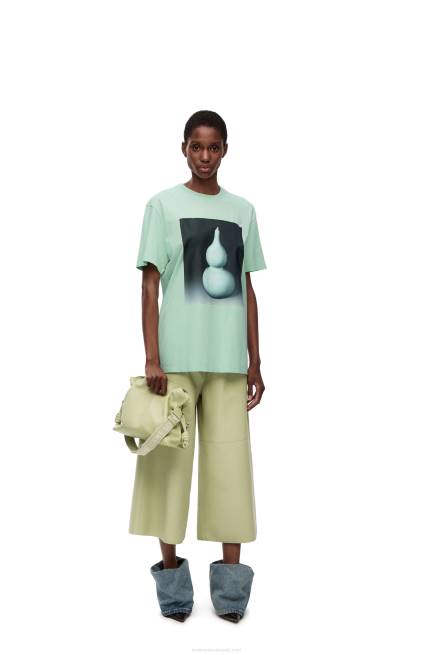 Pale Green Ceramic print T-shirt in cotton Loewe 84PR820 Men