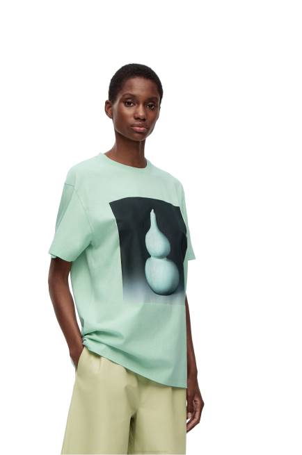 Pale Green Ceramic print T-shirt in cotton Loewe 84PR820 Men