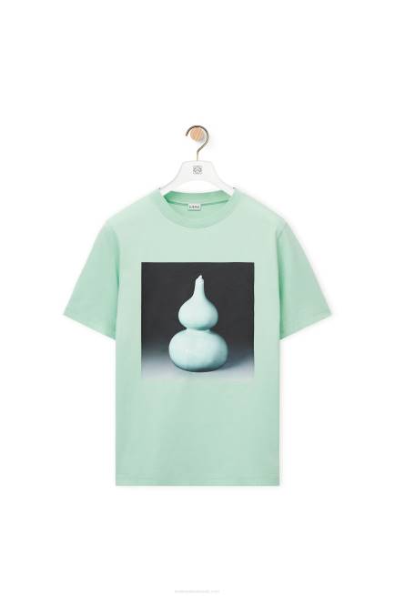 Pale Green Ceramic print T-shirt in cotton Loewe 84PR820 Men