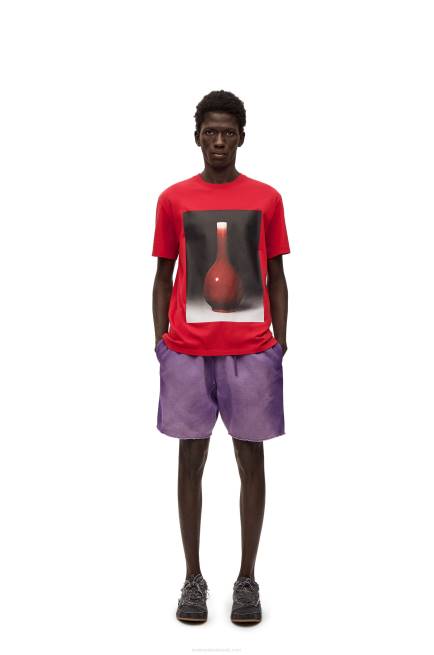 Red Ceramic print T-shirt in cotton Loewe 84PR821 Men