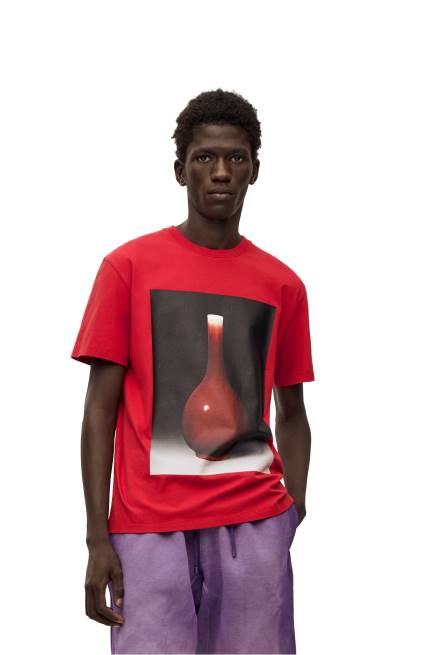 Red Ceramic print T-shirt in cotton Loewe 84PR821 Men