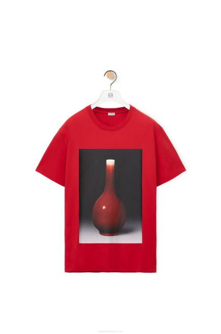 Red Ceramic print T-shirt in cotton Loewe 84PR821 Men
