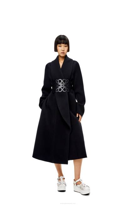 Black Anagram cut out belt in calfskin Loewe 84PR1157 Women