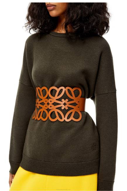Tan Anagram cut out belt in calfskin Loewe 84PR1155 Women