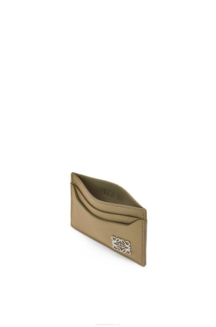 Artichoke Green Anagram plain cardholder in pebble grain calfskin Loewe 84PR1371 Women