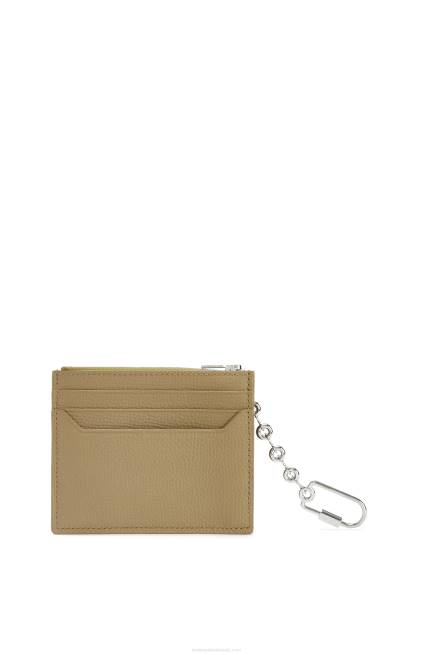 Artichoke Green Anagram square cardholder in pebble grain calfskin with chain Loewe 84PR1367 Women