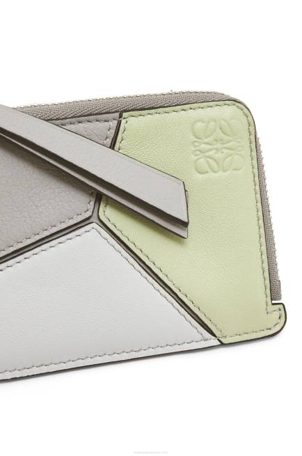 Ash Grey/Light Celadon Puzzle coin cardholder in classic calfskin Loewe 84PR1348 Women