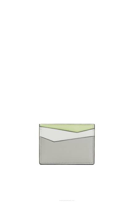 Ash Grey/Light Celadon Puzzle plain cardholder in classic calfskin Loewe 84PR1363 Women