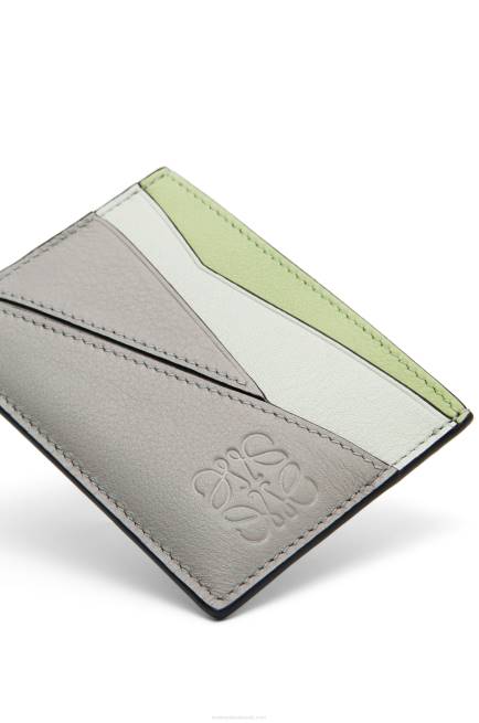 Ash Grey/Light Celadon Puzzle plain cardholder in classic calfskin Loewe 84PR1363 Women