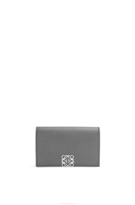 Asphalt Grey Anagram business cardholder in pebble grain calfskin Loewe 84PR1374 Women