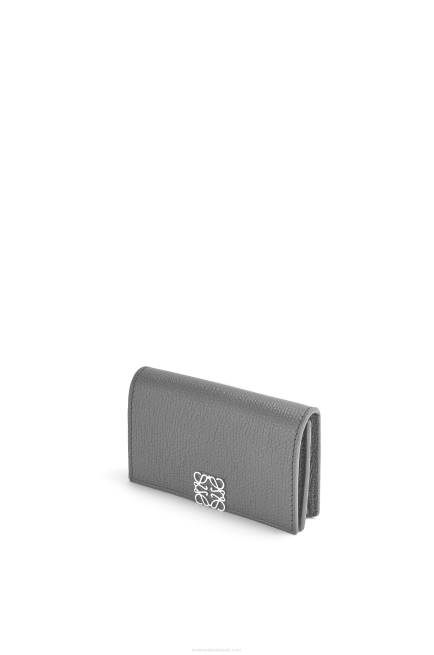 Asphalt Grey Anagram business cardholder in pebble grain calfskin Loewe 84PR1374 Women