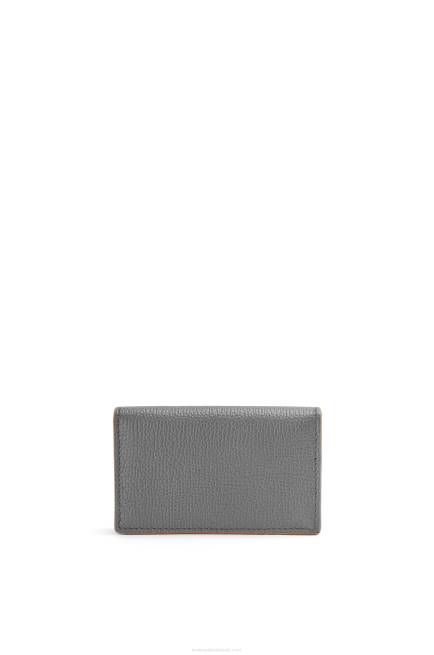 Asphalt Grey Anagram business cardholder in pebble grain calfskin Loewe 84PR1374 Women