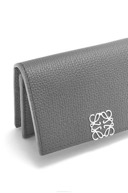 Asphalt Grey Anagram business cardholder in pebble grain calfskin Loewe 84PR1374 Women