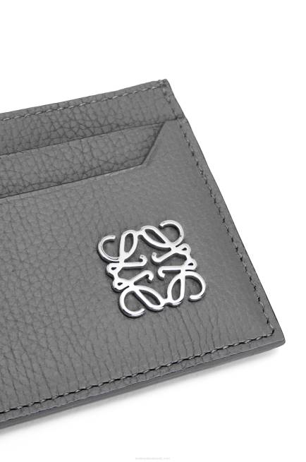 Asphalt Grey Anagram plain cardholder in pebble grain calfskin Loewe 84PR1372 Women