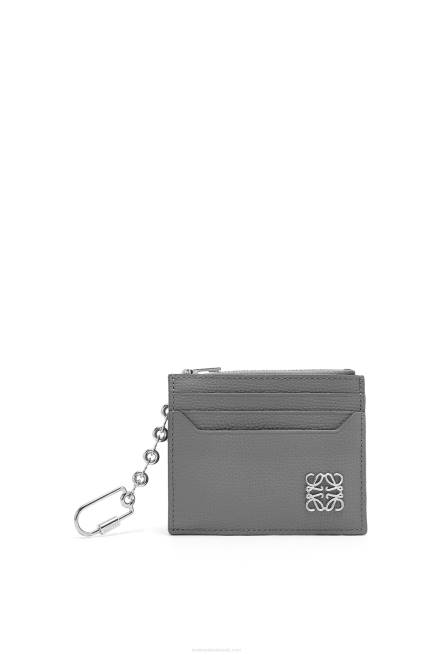 Asphalt Grey Anagram square cardholder in pebble grain calfskin with chain Loewe 84PR1384 Women