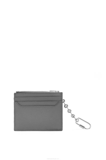 Asphalt Grey Anagram square cardholder in pebble grain calfskin with chain Loewe 84PR1384 Women