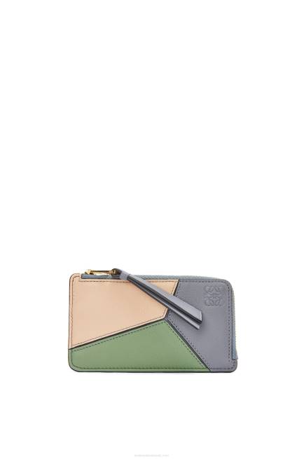 Asphalt Grey/Nude Puzzle coin cardholder in classic calfskin Loewe 84PR1409 Women
