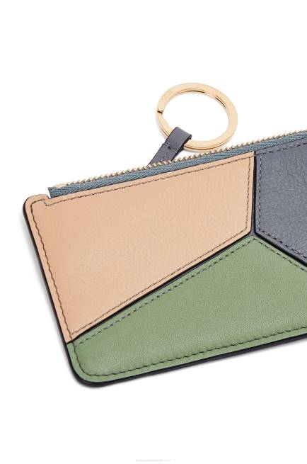 Asphalt Grey/Nude Puzzle coin cardholder in classic calfskin Loewe 84PR1409 Women