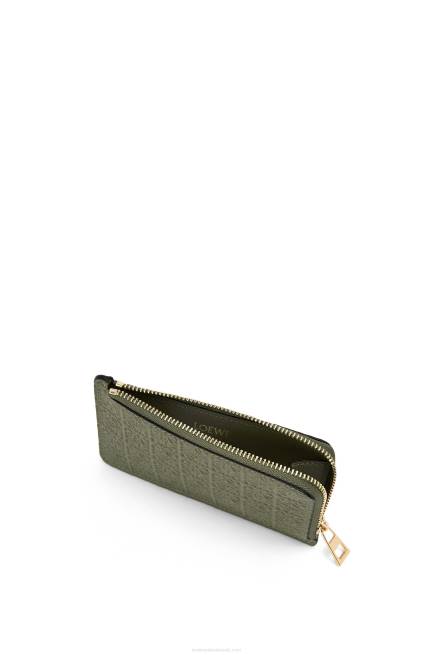 Avocado Green Repeat coin cardholder in embossed silk calfskin Loewe 84PR1414 Women