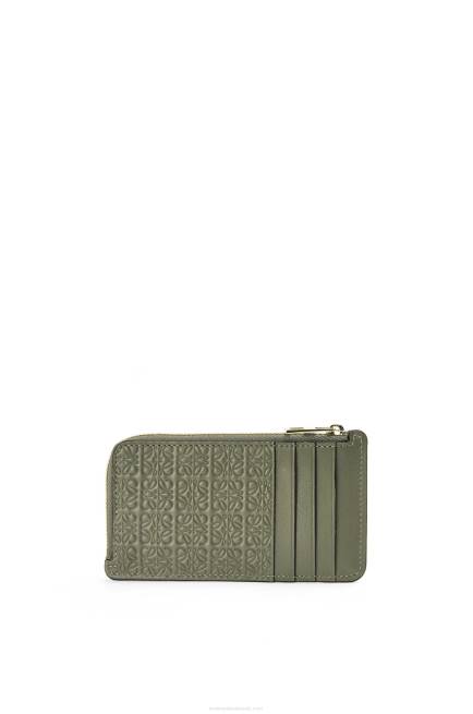 Avocado Green Repeat coin cardholder in embossed silk calfskin Loewe 84PR1414 Women