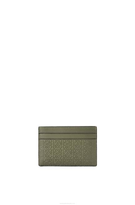 Avocado Green Repeat plain cardholder in embossed silk calfskin Loewe 84PR1376 Women