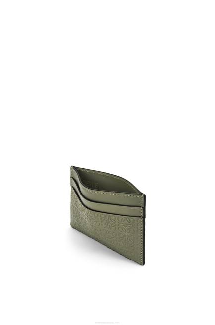 Avocado Green Repeat plain cardholder in embossed silk calfskin Loewe 84PR1376 Women