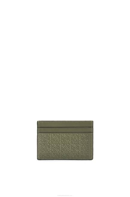Avocado Green Repeat plain cardholder in embossed silk calfskin Loewe 84PR1376 Women