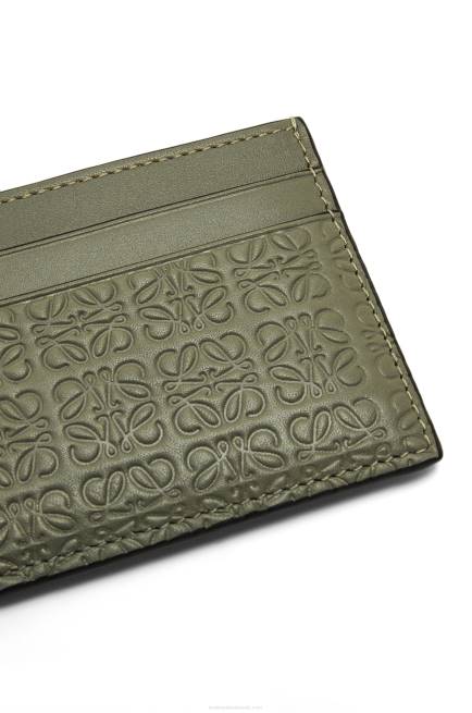 Avocado Green Repeat plain cardholder in embossed silk calfskin Loewe 84PR1376 Women