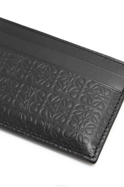 Black Repeat plain cardholder in embossed silk calfskin Loewe 84PR1360 Women