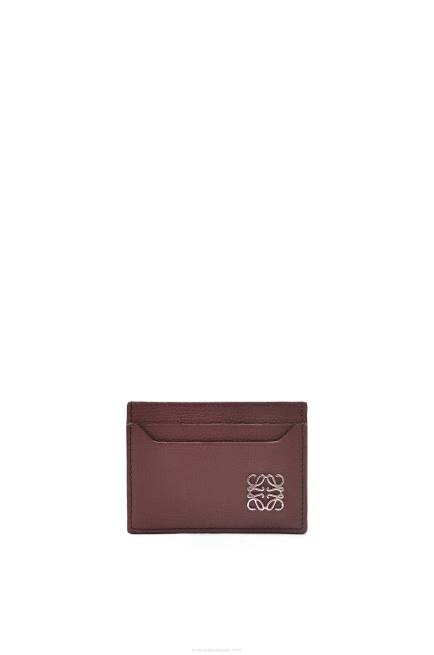 Burgundy Anagram plain cardholder in pebble grain calfskin Loewe 84PR1358 Women