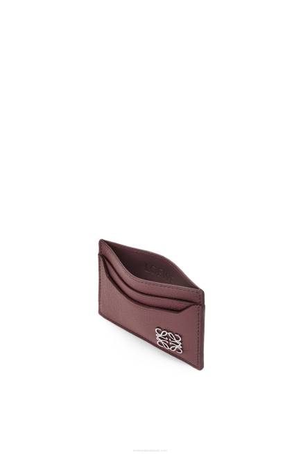 Burgundy Anagram plain cardholder in pebble grain calfskin Loewe 84PR1358 Women