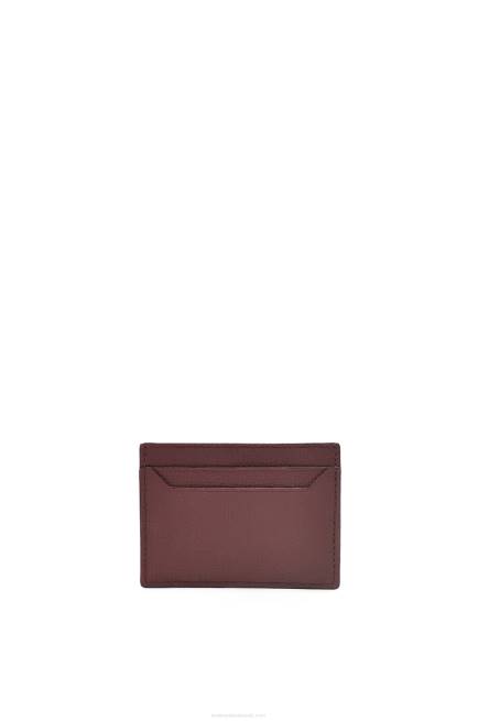 Burgundy Anagram plain cardholder in pebble grain calfskin Loewe 84PR1358 Women