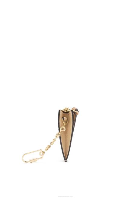 Butter/Pale Lemon Square cardholder in soft grained calfskin with chain Loewe 84PR1378 Women