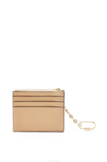 Butter/Pale Lemon Square cardholder in soft grained calfskin with chain Loewe 84PR1378 Women