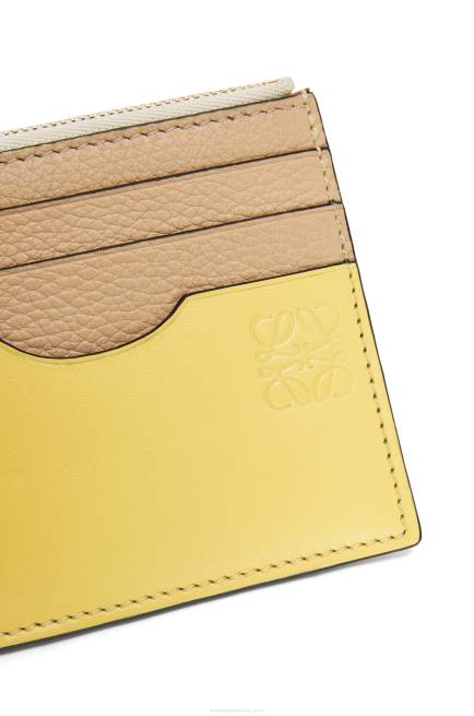 Butter/Pale Lemon Square cardholder in soft grained calfskin with chain Loewe 84PR1378 Women