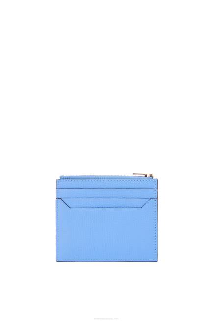 Celestine Blue Anagram square zip cardholder in pebble grain calfskin Loewe 84PR1413 Women