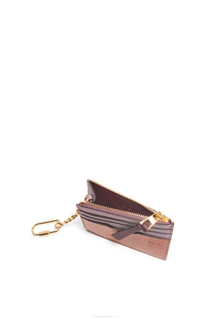 Dirty Mauve/Tan Square cardholder in soft grained calfskin with chain Loewe 84PR1365 Women