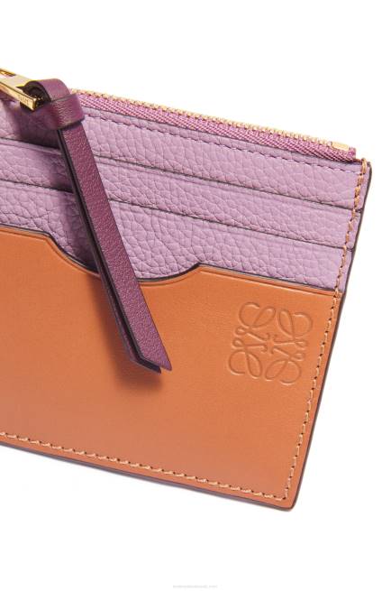 Dirty Mauve/Tan Square cardholder in soft grained calfskin with chain Loewe 84PR1365 Women