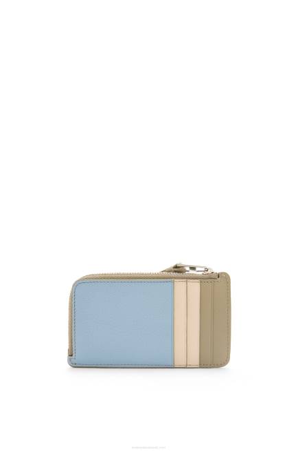 Dusty Blue/Sage Green Puzzle coin cardholder in classic calfskin Loewe 84PR1325 Women