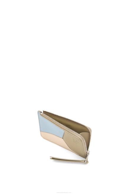 Dusty Blue/Sage Green Puzzle coin cardholder in classic calfskin Loewe 84PR1325 Women