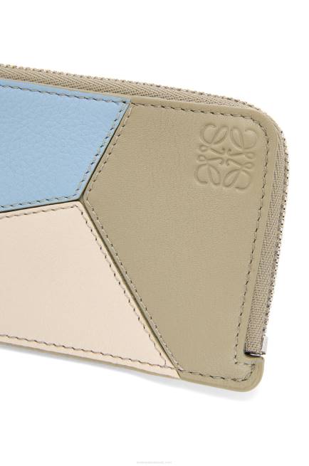 Dusty Blue/Sage Green Puzzle coin cardholder in classic calfskin Loewe 84PR1325 Women