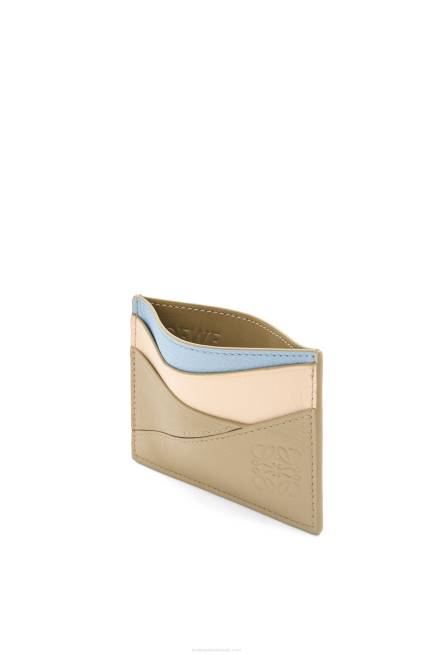 Dusty Blue/Sage Green Puzzle plain cardholder in classic calfskin Loewe 84PR1327 Women