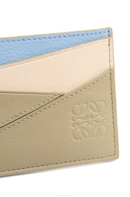 Dusty Blue/Sage Green Puzzle plain cardholder in classic calfskin Loewe 84PR1327 Women
