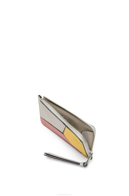 Ghost/Peach Bloom Puzzle coin cardholder in classic calfskin Loewe 84PR1370 Women