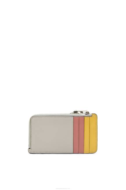 Ghost/Peach Bloom Puzzle coin cardholder in classic calfskin Loewe 84PR1370 Women