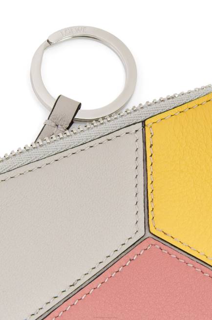 Ghost/Peach Bloom Puzzle coin cardholder in classic calfskin Loewe 84PR1370 Women