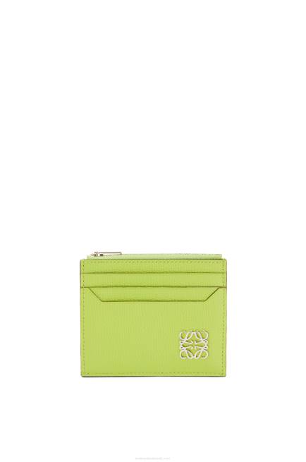 Green Bean Anagram square zip cardholder in pebble grain calfskin Loewe 84PR1410 Women