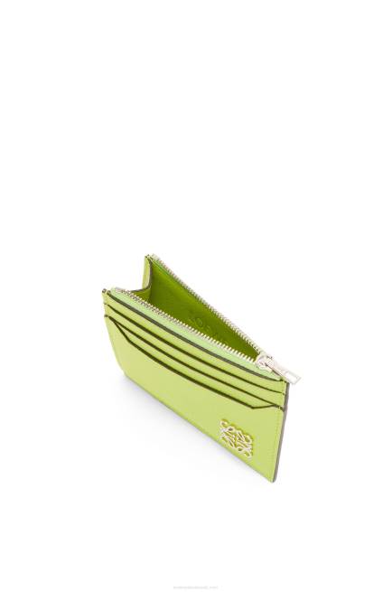 Green Bean Anagram square zip cardholder in pebble grain calfskin Loewe 84PR1410 Women